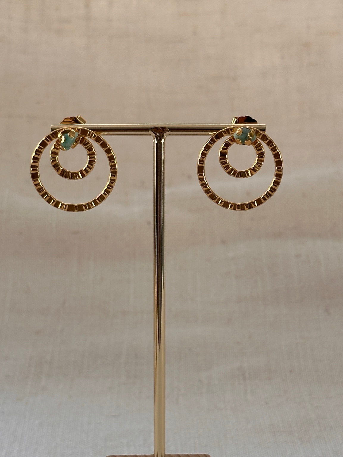 Raw Emerald Double Hoops