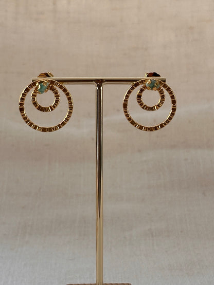 Raw Emerald Double Hoops