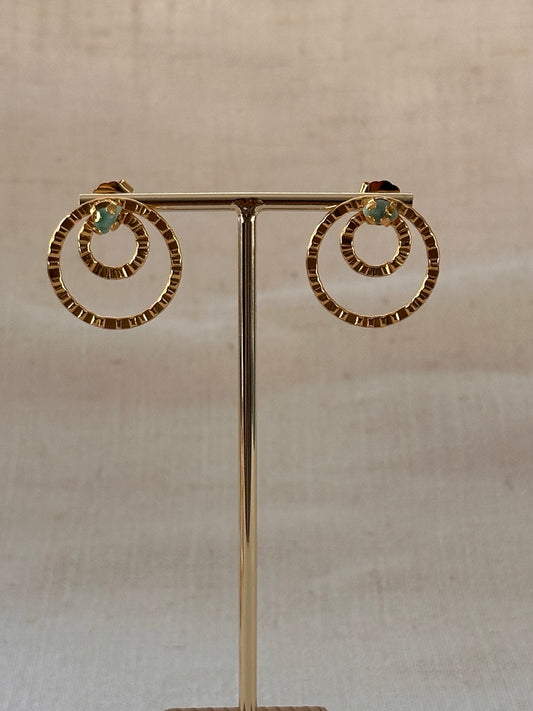 Raw Emerald Double Hoops