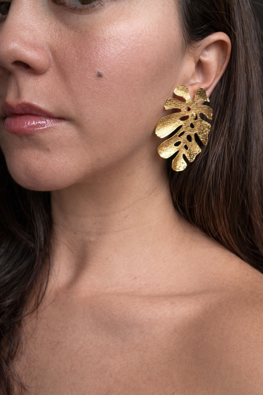 Monstera Selva Earrings | Gold & Silver Statement Botanical Drops (Pre-Order)