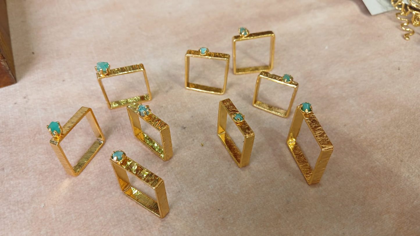 Raw Colombian Emerald Square Ring
