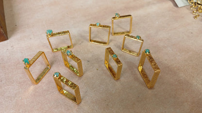 Raw Colombian Emerald Square Ring